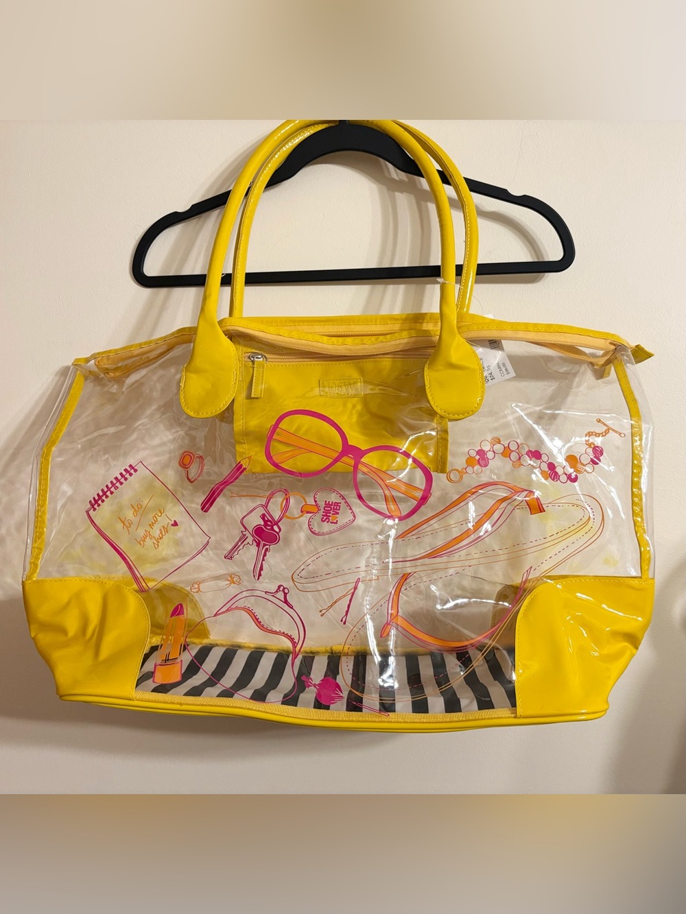 NWT DSW Clear Yellow Tote Bag with Graphic Print
